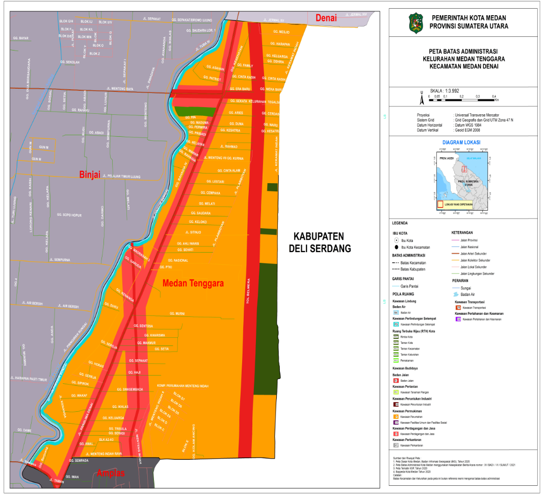 Peta batas administrasi Kelurahan Medan Tenggara